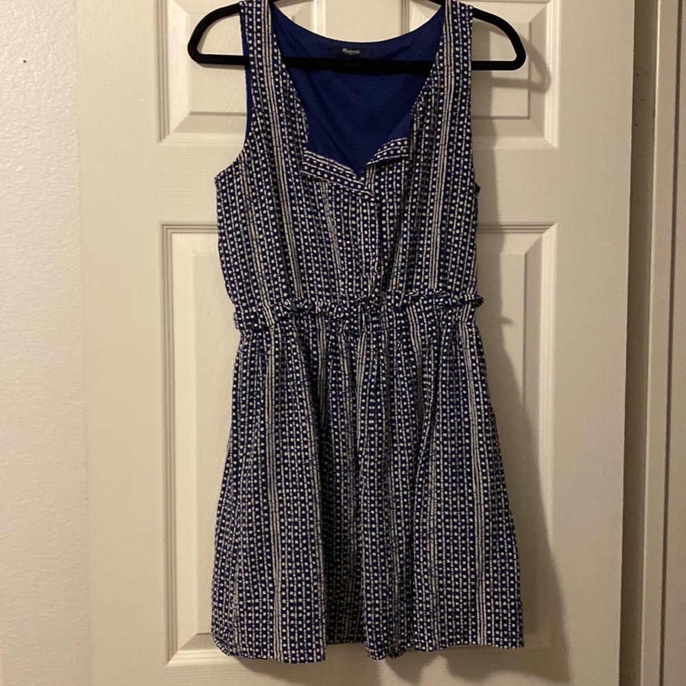 Madewell Blue Batik Silk Paper Bag Tank Dress SZ 2